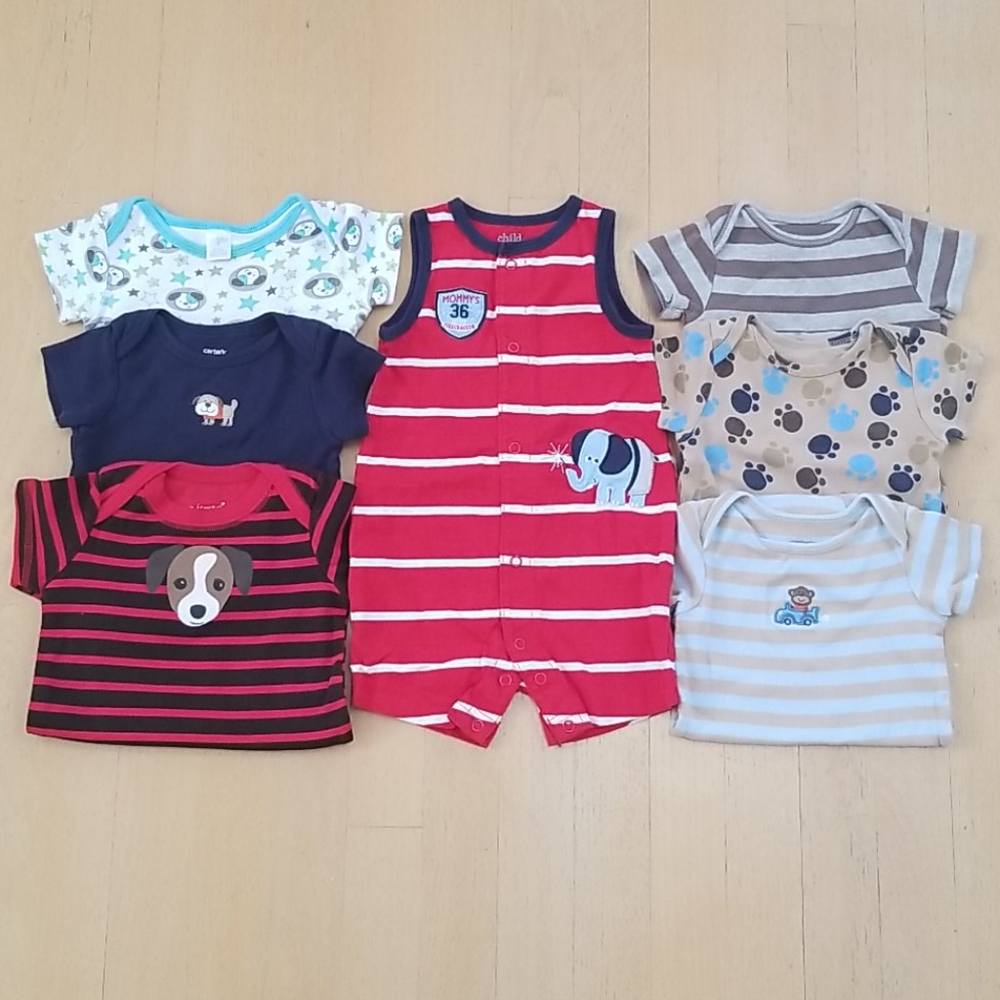 6-9 M Short Sleeve Bodysuit Onesie Bundle
